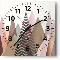 ARTTOR Wanduhr - Quadrat - Glasuhr - Berge Dreiecke Abstraktion - 30x30cm - Schleichendes Uhrwerk - Lautlos - zum Aufhängen bereit - Dekoration Modern - Wanddekoration aus Glas - C4AC30x30-4402