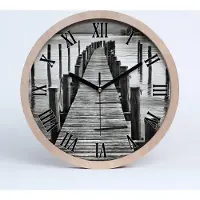 Tulup Holzuhr 20fi cm wanduhr - schwarze Spitzen - Holzsteg