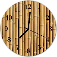 Tulup Glasuhr Wanduhr Küchenuhr Echt-Glas 30fi cm Bambus braun