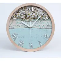 Tulup Holzuhr 30fi cm wanduhr - weiße Spitzen - Kirschblüten