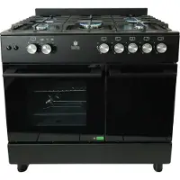 Gasline GAG90GPXFL-B Schwarz Gas Standherd mit Flaschenschrank Umluft Hähnchenspieß 71 Liter wok 4,8 kw 90cm Propan 50Mbar []