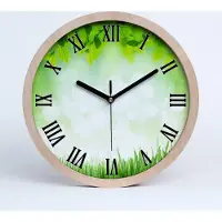 Tulup Holzuhr 25fi cm wanduhr - schwarze Spitzen - Laub und Gras