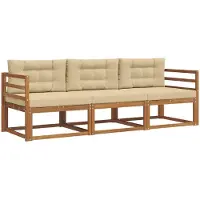 vidaXL Outdoor-Sofagarnitur 3 stk. Natur und Beige