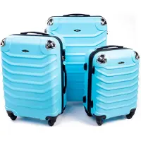 RGL 730 Hartschale Reisekoffer Kofferset Trolley-set abnehmbare Räder ABS 3 teilig 3in1 Koffer XXL XL L Azurblau
