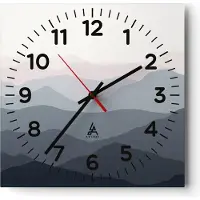 ARTTOR Wanduhr - Quadrat - Glasuhr - Berge Grafiken Buntstift - 40x40cm - Schleichendes Uhrwerk - Lautlos - zum Aufhängen bereit - Dekoration Modern - Wanddekoration aus Glas - C4AC40x40-4389