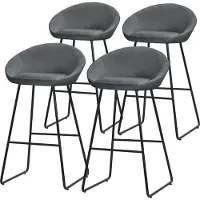 ML-Design Barhocker 4er Set Anthrazit Stoffbezug 75 cm hoch Gepolsterte Barstühle mit Metallgestell Rückenlehne & Fußstütze Küchenstühle Bistrohocker