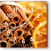 ARTTOR Wanduhr - Quadrat - Glasuhr - Zimt Orange Haufen - 30x30cm - Schleichendes Uhrwerk - Lautlos - zum Aufhängen bereit - Dekoration Modern - Wanddekoration aus Glas - C4AC30x30-2241