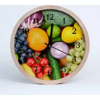 Tulup Holzuhr 30fi cm wanduhr - Früchte, Gemüse