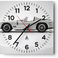 ARTTOR Wanduhr - Quadrat - Glasuhr - Sportlich Auto Vintage - 40x40cm - Schleichendes Uhrwerk - Lautlos - zum Aufhängen bereit - Dekoration Modern - Wanddekoration aus Glas - C4AC40x40-4872