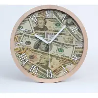 Tulup Holzuhr 20fi cm wanduhr - weiße Spitzen - Dollar-Banknoten