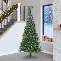 vidaXL "Schlussverkauf" Weihnachtsbaum(1 pc) - Kunstbaum/Tannenbaum - mit 300 LEDs mit Ständer Grün 240 cm PVC C7662