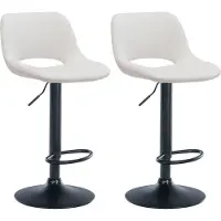 CLP 2er Set Barhocker Camden Samt drehbar und höhenverstellbar creme Material Gestell Metall matt schwarz