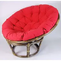 Rattani Rattan Papasansessel,Papasan Durchmesser 110 cm, Fb. Dunkelbraun, Polster Uni Living 236 rot Himbeere