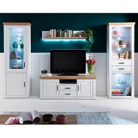 Lomadox TV Wohnwand BRASILIA-05 Wohnzimmermöbel in Pinie Aurelio & Grandson Oak Nb., mit LED - B/H/T: 334/210/52cm