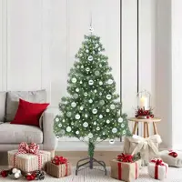 vidaXL "Schlussverkauf" Weihnachtsbaum(1 pc) - Kunstbaum/Tannenbaum - mit 300 LEDs mit Ständer Grün 180 cm PVC C7657