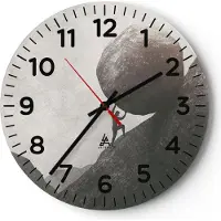 ARTTOR Wanduhr - Rund - Glasuhr - Sisyphus Arbeit Stein - 30x30cm - Schleichendes Uhrwerk - Lautlos - zum Aufhängen bereit - Dekoration Modern - Wanddekoration aus Glas - C4AR30x30-5105