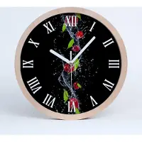 Tulup Holzuhr 25fi cm wanduhr - weiße Spitzen - Kirschen