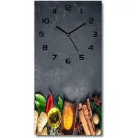Tulup Wanduhr aus Glas – 30x60 cm - Glasbild - Glasuhr - Gehärtetes Glas -Gewürze und Kräuter