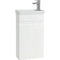 VCM 2-tlg Set | Waschplatz für Gäste WC | Gästebad | Waschtisch Toilette | grifflose Drehtüre | Badmöbel Badezimmer Set – Silora M hängend