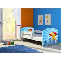 Clamaro Kinderbett, Babybett 70x140, 80x160, 80x180cm Juniorbett, Kind, Motiv, Schublade , Bett Farbe:19 Superhero, Ausführung:Ohne Bettkasten, Bett Größe:140 x 70 cm
