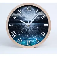 Tulup Holzuhr 25fi cm wanduhr - weiße Spitzen - Vollmond