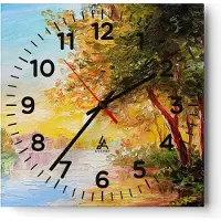 ARTTOR Wanduhr - Quadrat - Glasuhr - natur natur - 40x40cm - Schleichendes Uhrwerk - Lautlos - zum Aufhängen bereit - Dekoration Modern - Wanddekoration aus Glas - C4AC40x40-3445