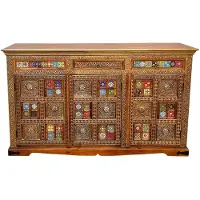 SIT Möbel Sideboard | 3 Türen, 3 Schubladen | Akazie, Metall | bunt | B 155 x T 46 x H 100 cm | 21003-98 | Serie CHITRA