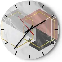 ARTTOR Wanduhr - Rund - Glasuhr - Zahlen Weiß Golden - 40x40cm - Schleichendes Uhrwerk - Lautlos - zum Aufhängen bereit - Dekoration Modern - Wanddekoration aus Glas - C3AR40x40-5087