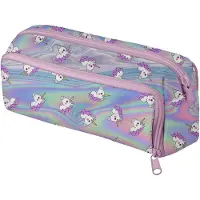 Ferocity Mäppchen Federtasche 3 Fach Bunte Federmäppchen Schüleretui Stiftemappe mit Reißverschlüssen Netztaschen und Gummiband Stiftehalter Holo Unicorn [152]