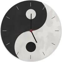Speecheese Wanduhr Yin und Yang aus Aluminium, ca. 28 cm, sehr leise, U.T.S. Uhrwerk