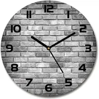 Tulup Wanduhr aus Glas 30fi Glasbild Glasuhr Gehärtetes Glas - schwarze-zeiger - Brick wall