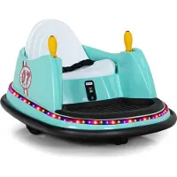 Goplus Elektro Autoscooter, 6V Kinderfahrzeug mit LED-Lichtgurt, 2,4-GHz-Fernbedienung, EIN-Tasten-Start, Sicherheitsgurt, Musik, Hupe, 2-5 Jahren