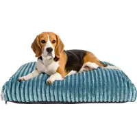 BOUTIQUEZOO Boutique ZOO Hundebett L 80x64 cm | Silikonfüllung | Waschbar & rutschfest | Hundekissen Wildlederoptik | Petrolblau