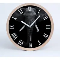 Tulup Holzuhr 20fi cm wanduhr - weiße Spitzen - Afrikanischer Elefant