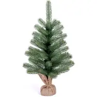 IC Gardenworld Künstlicher Tannenbaum in Nordmanntannen-Optik mit naturgetreuen PE-Nadeln, mit oder ohne Lichterkette, mit Jute Sack um den Topf, ideal als Tisch-Weihnachtsbaum (unbeleuchtet, ca. 60 cm)