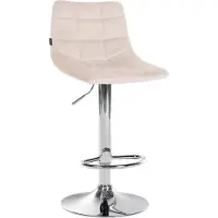 DELUKE Barhocker DUBAI - Beige, Samt, Chrom | Barhocker mit Lehne Barstuhl Tresenhocker Tresenstuhl Kneipenhocker Kneipenstuhl