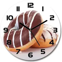Tulup Wanduhr aus Glas 30fi Glasbild Glasuhr Gehärtetes Glas - schwarze-zeiger - Donuts with chocolate