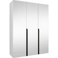 Mirjan 24 Kleiderschrank Mila 3 150 mit Spiegel, Schlafzimmer, Kleiderschrank, mit drei Drehturen und mit zwei Kleiderstange, Modern, Garderobenschrank (Farbe: Weiß + Schwarz)