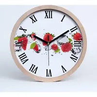 Tulup Holzuhr 30fi cm wanduhr - schwarze Spitzen - Erdbeeren und Wasser