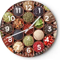 ARTTOR Wanduhr - Rund - Glasuhr - Gewürz Küche - 30x30cm - Schleichendes Uhrwerk - Lautlos - zum Aufhängen bereit - Dekoration Modern - Wanddekoration aus Glas - C4AR30x30-3600