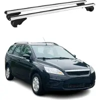 Omac Dachträger Grundtäger für Ford Focus Turnier 2004-2011 75kg Alu Silber 2 tlg