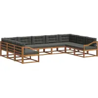 vidaXL Outdoor-Sofagarnitur 9 stk. Natur und Anthrazit