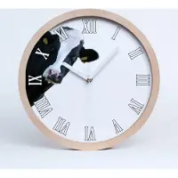 Tulup Holzuhr 30fi cm wanduhr - weiße Spitzen - Kuh