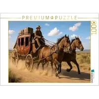 CALVENDO Puzzle Postkutsche - Wilder Westen | 1000 Teile Lege-Größe 64x48cm Foto-Puzzle für glückliche Stunden