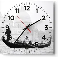 ARTTOR Wanduhr - Quadrat - Glasuhr - Venedig Basilika - 40x40cm - Schleichendes Uhrwerk - Lautlos - zum Aufhängen bereit - Dekoration Modern - Wanddekoration aus Glas - C4AC40x40-3563