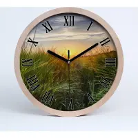Tulup Holzuhr 30fi cm wanduhr - schwarze Spitzen - Weizenfeld