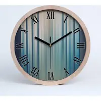 Tulup Holzuhr 25fi cm wanduhr - schwarze Spitzen - Blaue Streifen