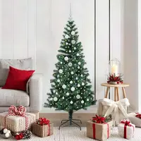 vidaXL "Schlussverkauf" Künstlicher vorbeleuchteter Weihnachtsbaum(1 pc) - Kunstbaum/Tannenbaum - Grün 150 cm C7733