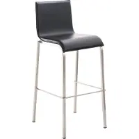 DELUKE Barhocker KELAN - Kunstleder Schwarz 43x51x103 cm Silber | Barstuhl Mit Lehne Tresenhocker Tresenstuhl Kneipenhocker Kneipenstuhl