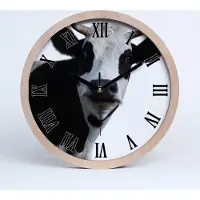 Tulup Holzuhr 30fi cm wanduhr - schwarze Spitzen - parti-farbige Kuh